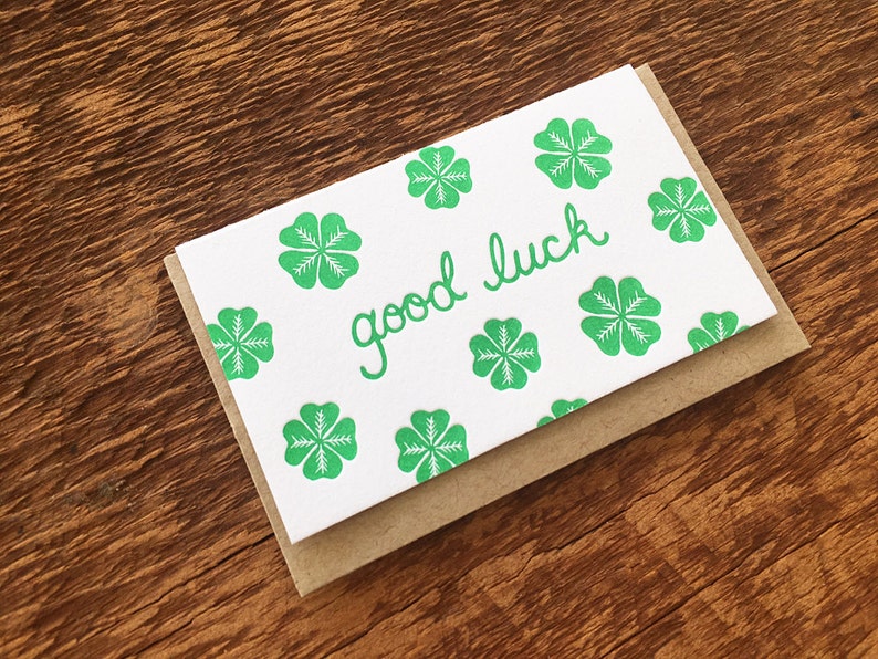 Good Luck Clovers Enclosure Card Gift Card Mini Card Etsy