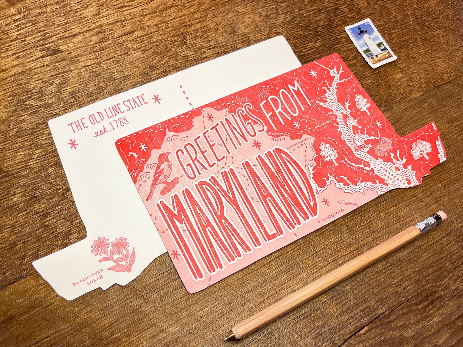 Maryland Postcard Greetings From Maryland Single Die Cut - Etsy