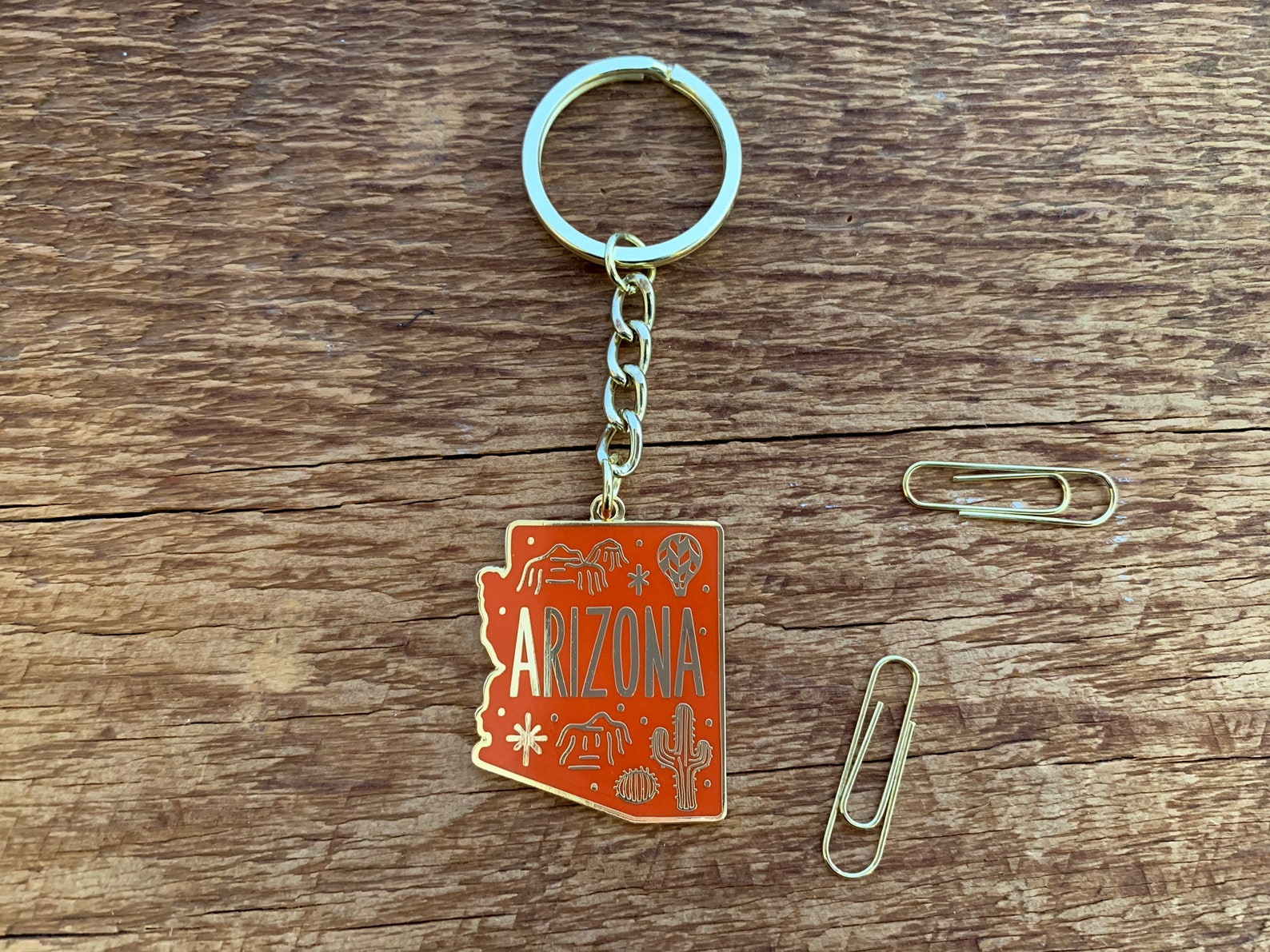 Arizona Enamel Keychain Arizona State Map Keychain Single Etsy