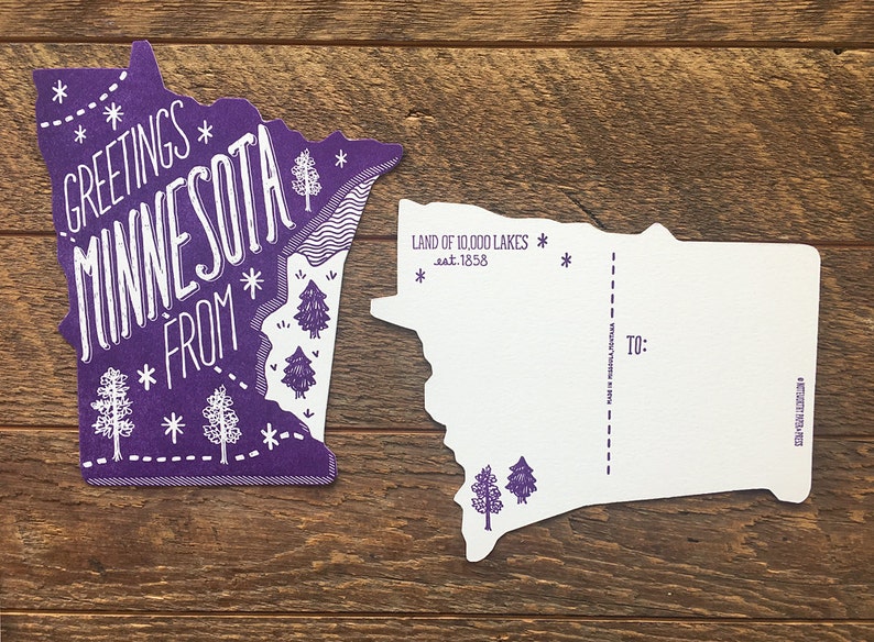 Minnesota Postcard Greetings From Minnesota Die Cut Etsy
