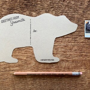 Carte postale d’ours de Yosemite, salutations de Yosemite, carte postale d’ours de parc national de Yosemite, carte postale de letterpress de coupure de coupure image 2