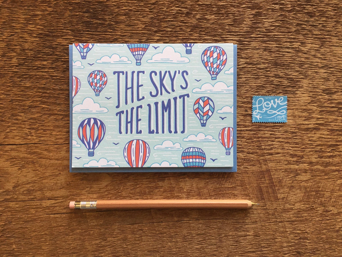 The Sky's the Limit Graduation Card Encouragement Card | Etsy