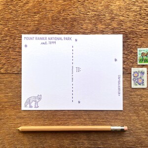 Carte postale du parc national du mont Rainier, salutations du parc national du mont Rainier, carte postale imprimée en aluminium et offset 6 po x 4,5 po. image 5