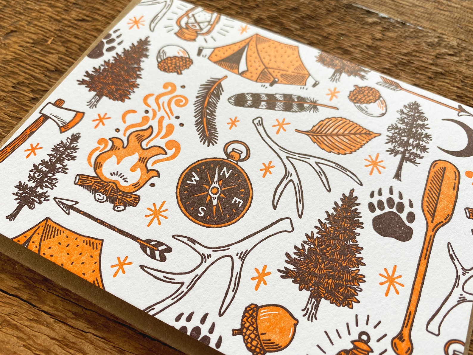 Explore Card Camping Outdoors Card Letterpress Greeting Etsy