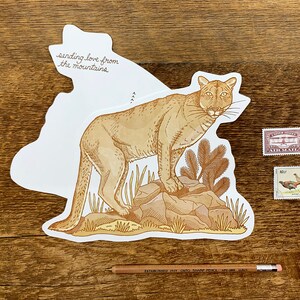 Carte postale de lion de montagne, carte postale de nouveauté, carte postale de lettre de coupure de die image 5