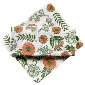 Pink and Green Floral Tea Towel, Floral Pattern, Kitchen Towel, Flour Sack Towel, Hostess Gift image 7