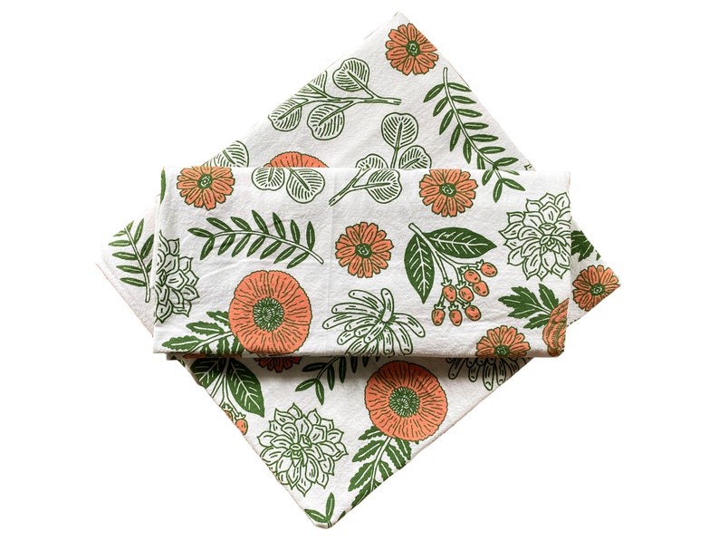 Pink and Green Floral Tea Towel, Floral Pattern, Kitchen Towel, Flour Sack Towel, Hostess Gift image 7