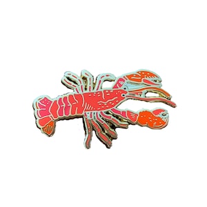 Lobster Enamel Pin, Red and Gold Lobster Pin, Single Hard Enamel Pin ...