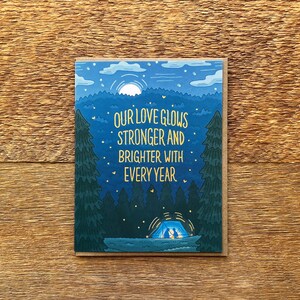 Love Grows Tent Card, Happy Anniversary Card, Camping Love Card, Foil Greeting Card, Blank Inside image 3