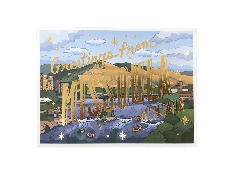 Carte postale métallisée Missoula, Salutations de Missoula Montana, carte postale imprimée offset image 6