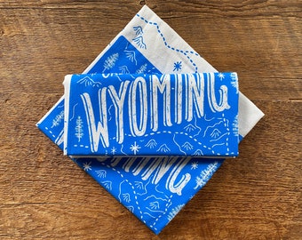 Wyoming State Tea Towel, Screen Printed Cotton Kitchen Decor