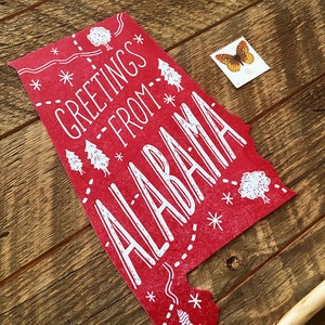 Cartolina di stato dell'Alabama, Saluti dall'Alabama, Cartolina di Iscrizione A die Cut immagine 3