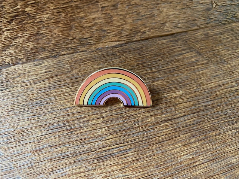 Rainbow Enamel Pin, Lapel Pin, Single Hard Enamel Pin with Butterfly Clutch image 1
