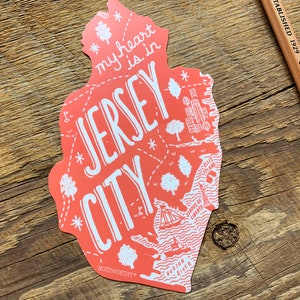 Sticker Jersey City, sticker Jersey City, New Jersey, enkele gestanste vinylsticker