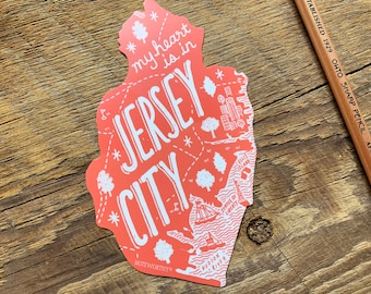 Jersey City Sticker, Jersey City, New Jersey Sticker, Single Die Cut Vinyl Sticker