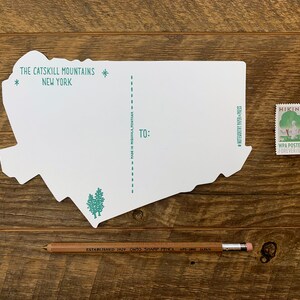 Cartolina Catskills, Saluti dalle Catskills, Cartolina Die Cut Letterpress Stato immagine 6