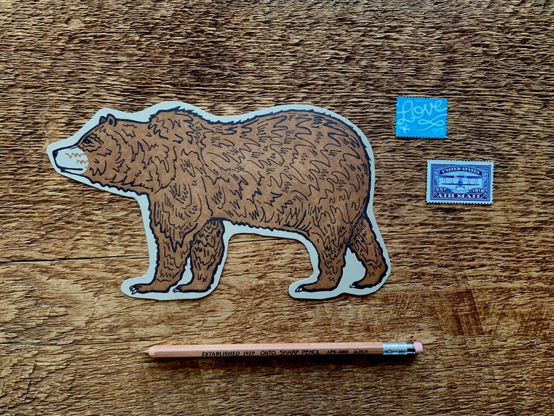 Carte postale d’ours de Yosemite, salutations de Yosemite, carte postale d’ours de parc national de Yosemite, carte postale de letterpress de coupure de coupure image 3