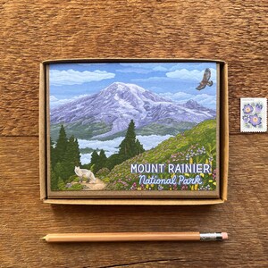 Mount Rainier National Park Greeting Cards, Mt. Rainier Washington National Park Scenic Cards, Boxed Set of 6 Greeting Cards and Envelopes