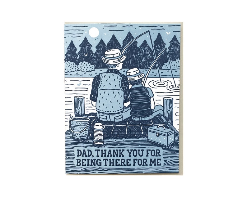 Father's Day Card, Thank You Dad, Fishing Dad, Outdoors Father's Day Card, Folded Letterpress Card, Blank Inside image 4