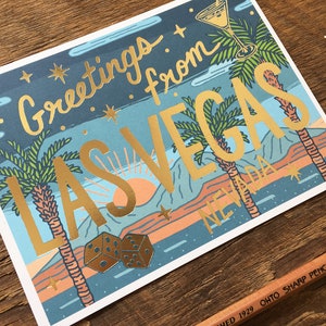 Cartolina di Las Vegas, Saluti da Las Vegas, Cartolina stampata in lamina e digitale immagine 2