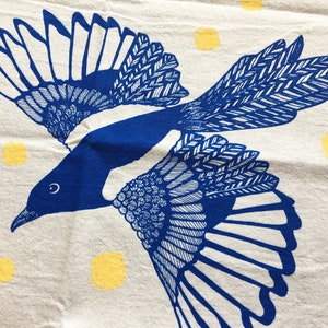 Magpie Tea Towel, Magpie Illustrations, Single Kitchen Towel, Screen Printed Towel, Hostess Gift, For the Kitchen image 4