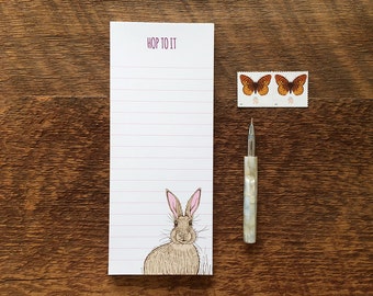 Bunny Notepad, Hop To It, 3.5 x 8.5 List Pad with Attachable Magnet