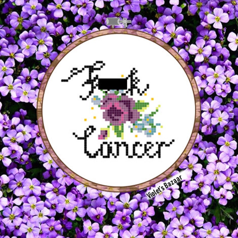 Fk Cancer Cross Stitch Kit Diy Floral Embroidery Project Etsy