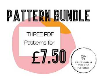 Cross Stitch Pattern Bundle - PDF Patterns for Instant Download - Bulk Buy Three Patterns for 7.50 GBP