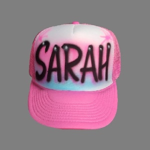 Personalized Trucker Hat any name, Airbrushed Trucker Hat, Baseball Hat, Custom Hat, Party Hat, Trucker Hat, Birthday Hat, favors