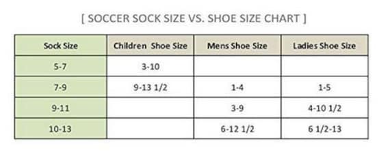 Soccer Socks Size Chart