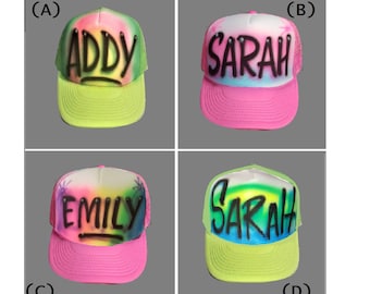 Personalized Airbrushed Trucker Hat any name, Airbrushed Trucker Hat, Baseball Hat, Custom Hat, Party Hat, Trucker Hat, Birthday Hat, favors