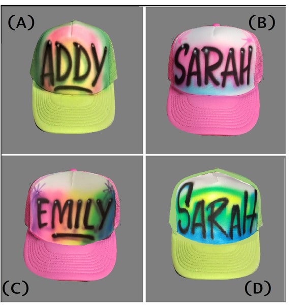 Personalized Airbrushed Trucker Hat any name, Airbrushed Trucker Hat, Baseball Hat, Custom Hat, Party Hat, Trucker Hat, Birthday Hat, favors