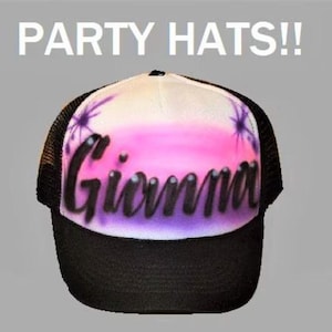 Personalized Birthday Party Hats, Hip Hop Party, Bachelorette Party, 8th birthday, Graffiti, Hat party favors, Trucker Cap, Birthday hats