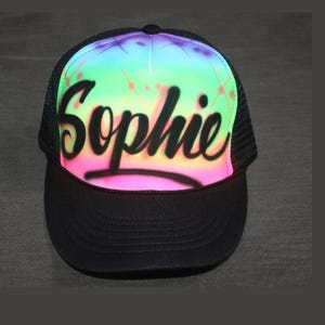 Personalized Trucker Hat, Airbrushed Trucker Hat, Softball hat, Personalized hat , Party Hat, Baseball Hat, Team Hat, Party favor, Group Hat