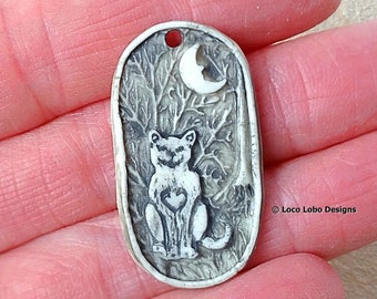 Cat Moon Tree Forest Porcelain Pendentif Cabochon Collier Charm Mountain Kitty Scene Clay Necklace Supplies Perle Broderie Artisan Cabochon