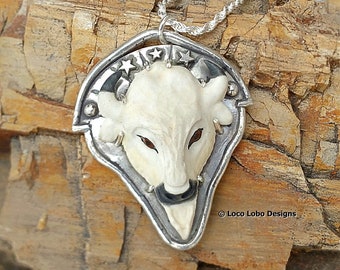 Collier de buffle blanc Collier pendentif en porcelaine en argent sterling Artisan Fabriqué à la main Tatanka Buffalo Bison Pendentif Star Moon Southwest Design