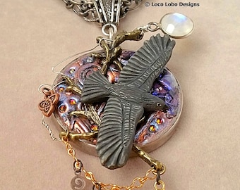 Moonlight Journey Raven Collier Steampunk OOAK Bijoux