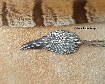 Raven Necklace Sterling Silver Pendant Charm Raven Crow Spirit Totem Animal Pendant Hand Made Artisan Jewelry Nature Lover Gift Idea