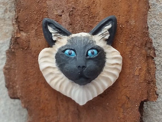 Porcelain Rag Doll Long Hair Cat Face Cabochon Ceramic Seal Etsy