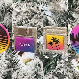 Retro Synthwave christmas tree ornament