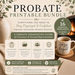 Probate Printable Bundle | Executor Binder | Estate Administration Organizer | DIY Probate Forms & Checklists