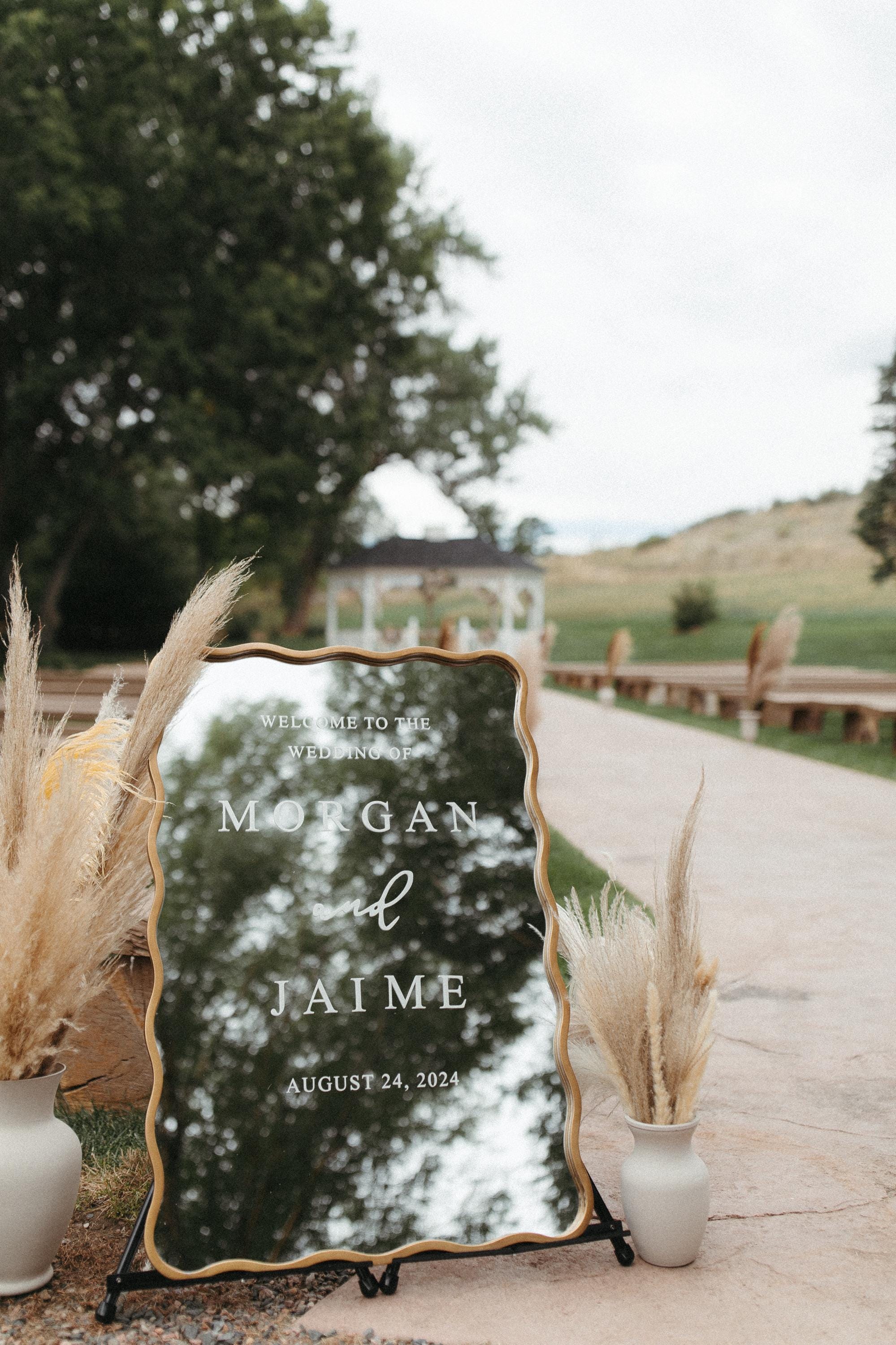 Mirror Sign Personalized Wedding Mirror Sign | Custom Name & Date Decor | Elegant ...