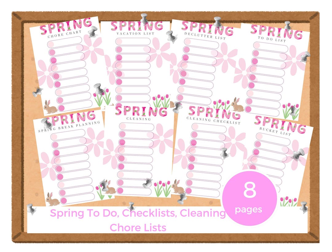 Spring List Printable Spring Printable Planning Lists 8 Page Bundle - Etsy