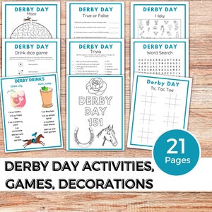 Derby day bundle of fun - games and activities for kids and adults, drink recipe, betting rules, decoration
