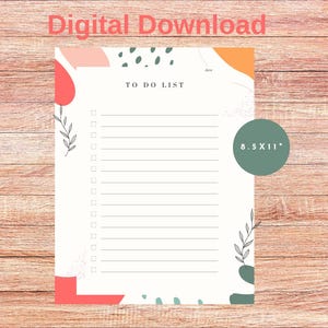 To Do Liste druckbare, leere digitale Mehrzweck-Planungs-Checkliste für die Organisation