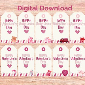 Valentine printable gift tags for preschool and kids class, exchange, staff appreciation