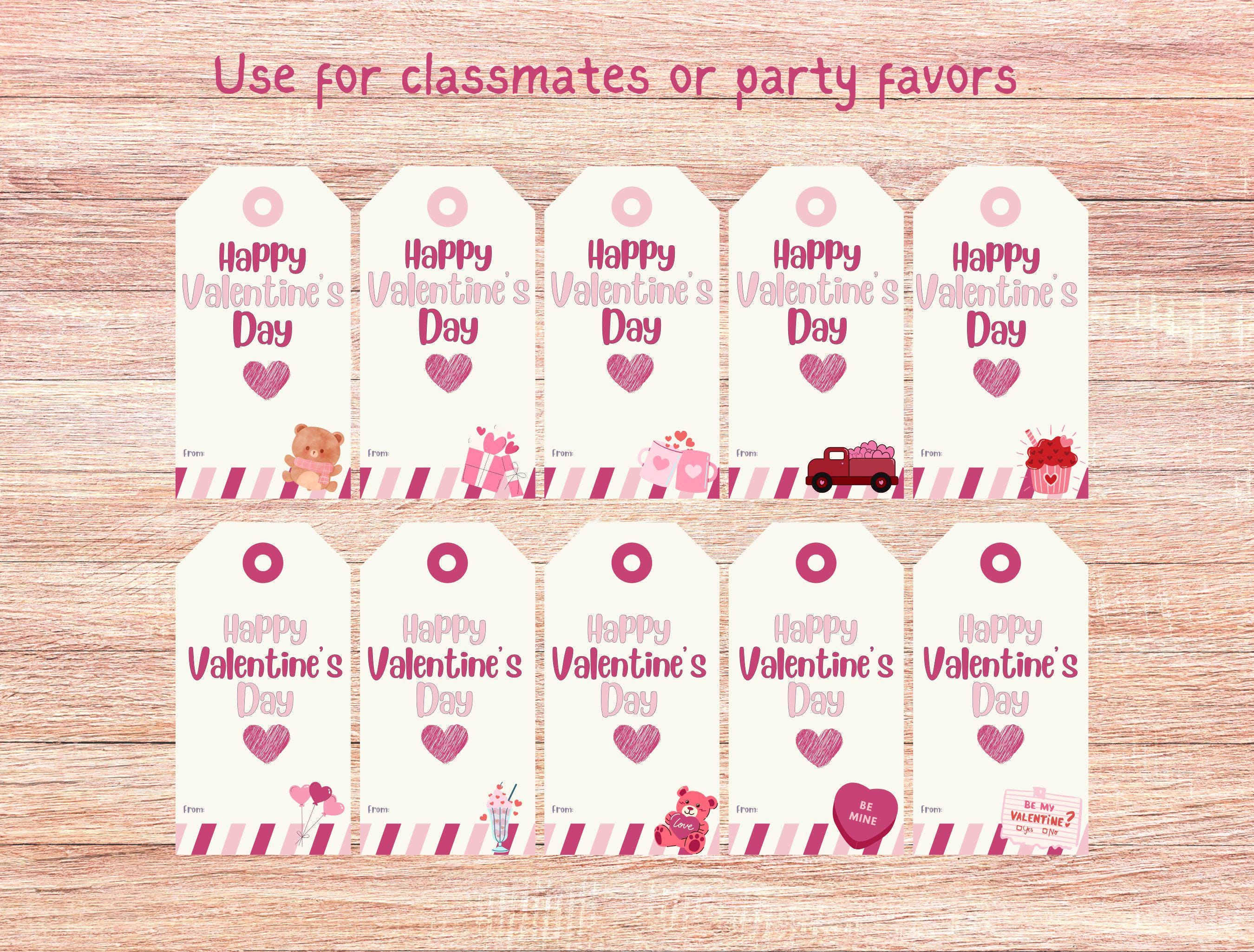 Valentine Printable Gift Tags for Preschool and Kids Class, Exchange ...