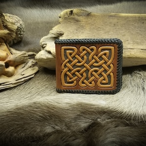 Celtic design leather billfold