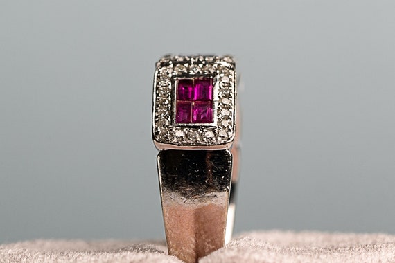 EFFY Ruby Diamond Wide Band Heavy in 14K White Go… - image 3