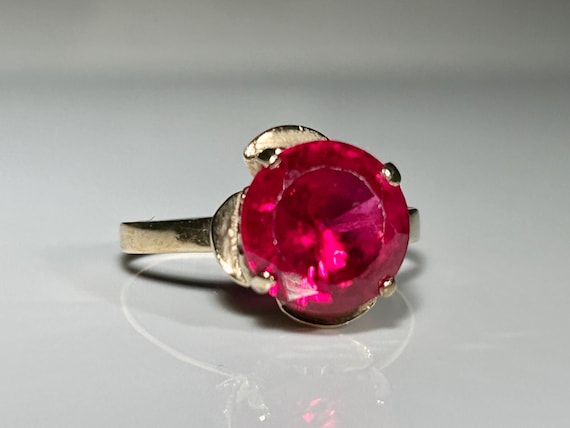 Antique Large Ruby Rosebud Ring Victorian Era in … - image 5